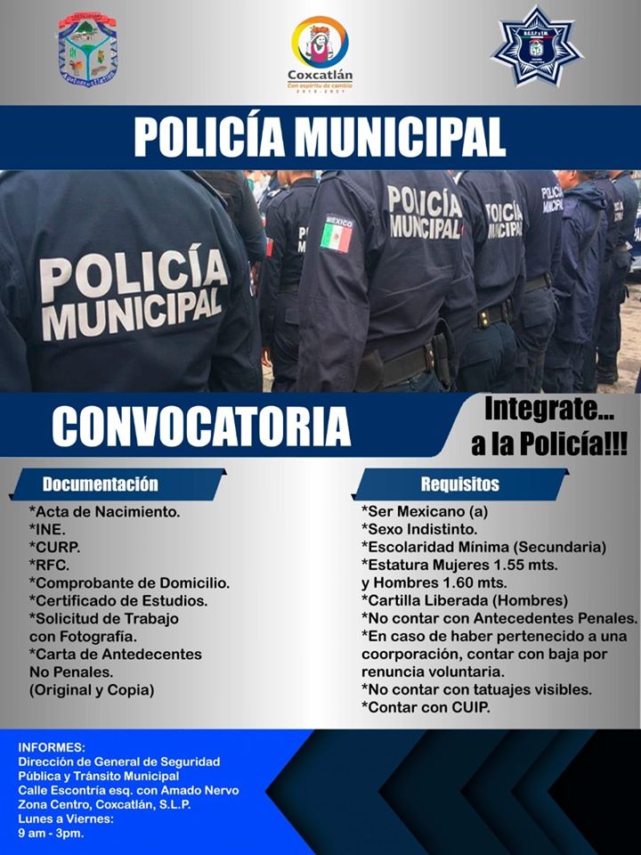 CONTINÚA ABIERTA LA CONVOCATORIA PARA FORMAR PARTE DE LA POLICÍA MUNICIPAL