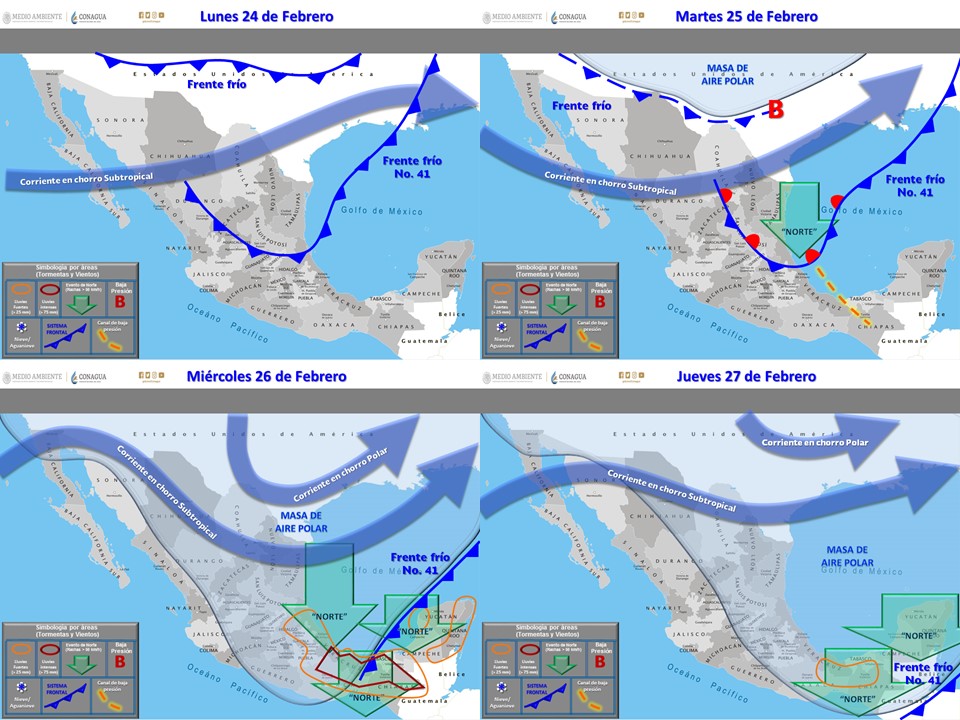 El Frente Frío No.  41 generará viento fuerte con rachas de 50 a 60 km/h para San Luis Potosí