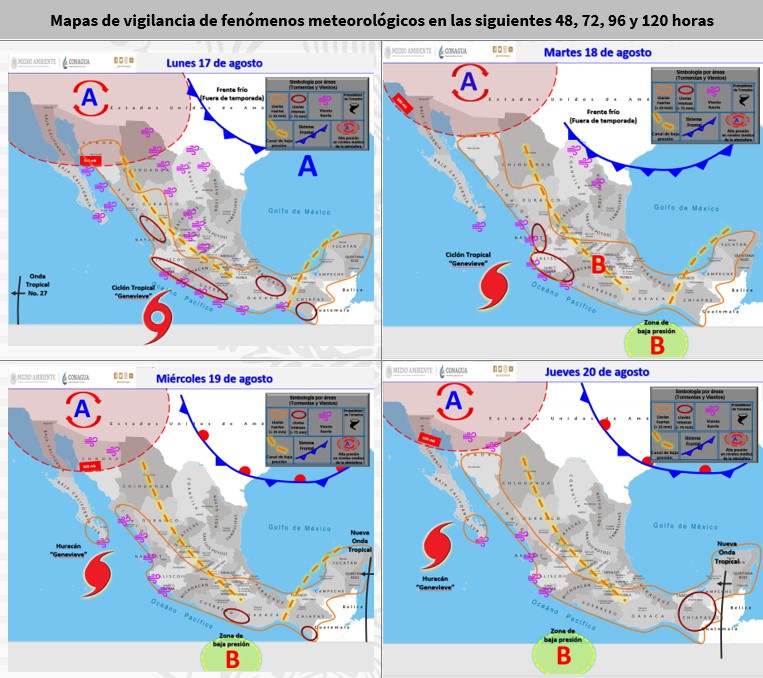 Canales de baja presión generarán intervalos de chubascos durante la semana en regiones de San Luis Potosí