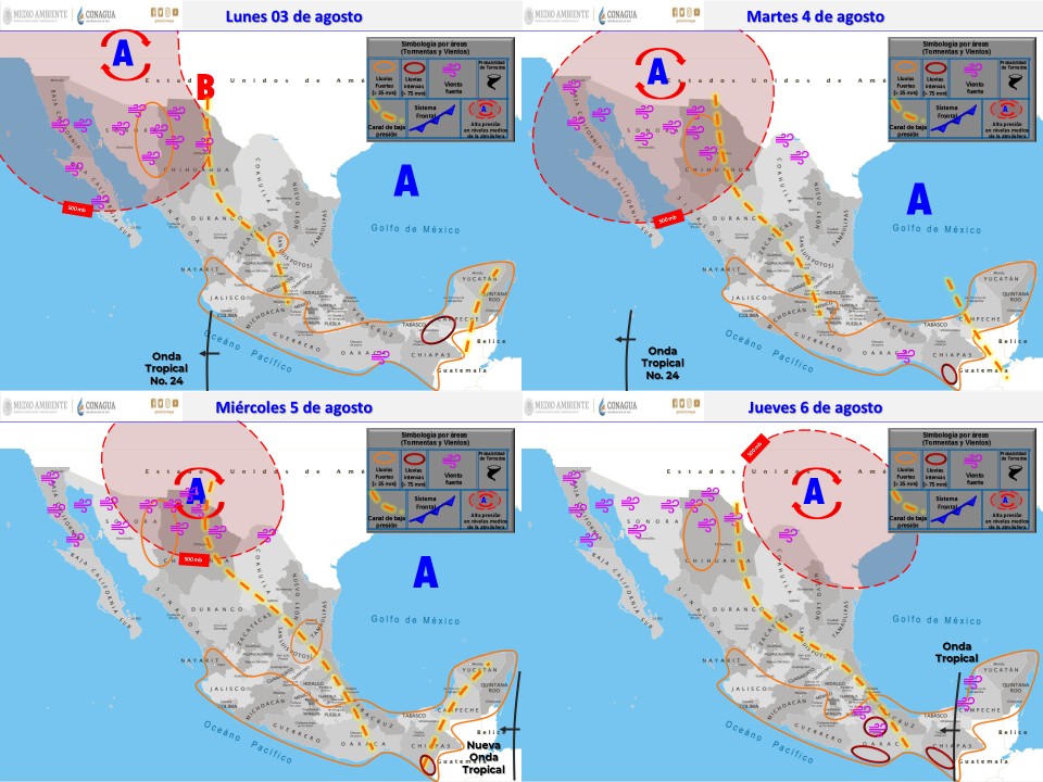 La onda tropical 24 originará chubascos durante la semana en regiones de San Luis Potosí