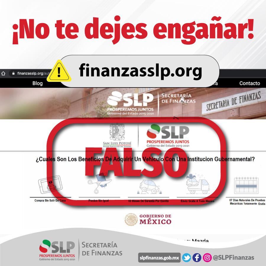DENUNCIA SECRETARÍA DE FINANZAS FALSO PORTAL WEB DE SUBASTAS