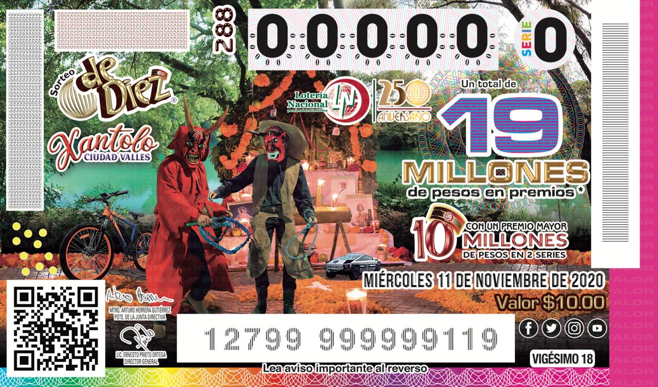 Lanzan billete de la Lotería Nacional alusivo a Ciudad Valles y Xantolo