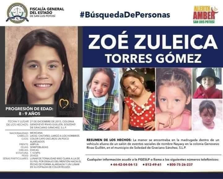 Niña encontrada en Veracruz podría ser Zoé Zuleica, la menor extraviada desde el 2015