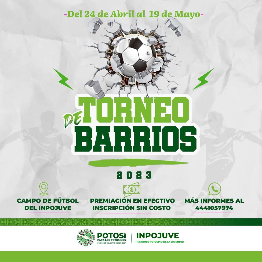 REALIZARÁ INPOJUVE TORNEO FUTBOLÍSTICO DE BARRIOS 2023 REALIZARÁ INPOJUVE TORNEO FUTBOLÍSTICO DE BARRIOS 2023