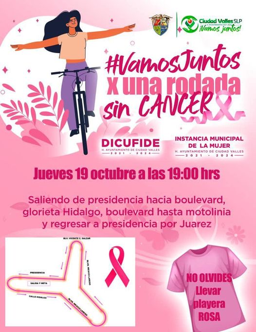 INVITAN A RODADA RECREATIVA EN CONMEMORACIÓN A LA LUCHA CONTRA EL CÁNCER DE MAMA INVITAN A RODADA RECREATIVA EN CONMEMORACIÓN A LA LUCHA CONTRA EL CÁNCER DE MAMA