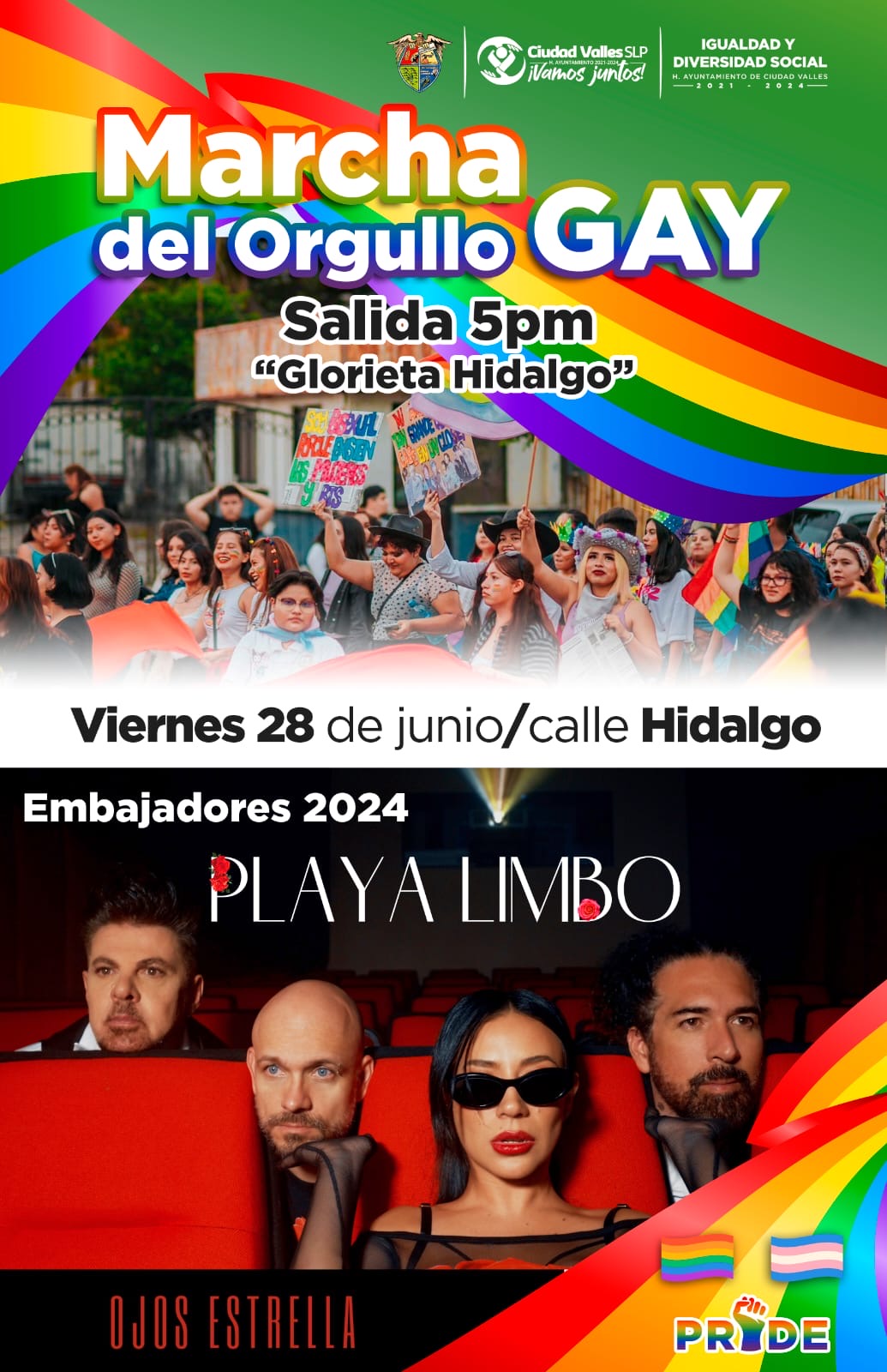 VALLES TENDRA MARCHA DEL ORGULLO GAY ESTE VIERNES; LOS EMBAJADORES 2024 SON PLAYA LIMBO