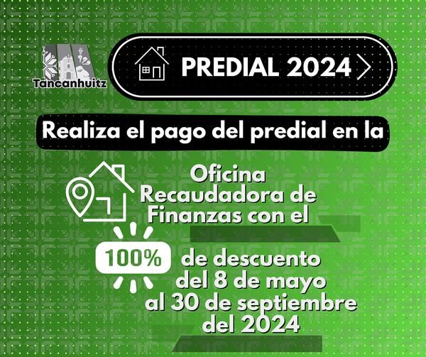 Descuento en 100 % en multas y recargo en el pago de predial