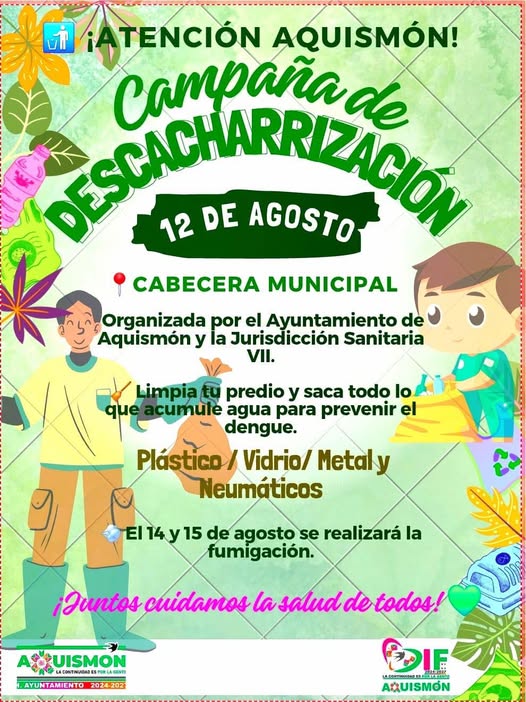 MAÑANA REALIZARAN CAMPAÑA DE DESCACHARRIZACIÓN EN LA CABECERA MUNICIPAL
