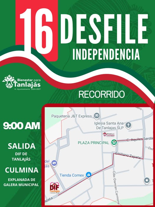 EL AYUNTAMIENTO DE TANLAJAS TE INVITA AL DESFILE DE INDEPENDENCIA