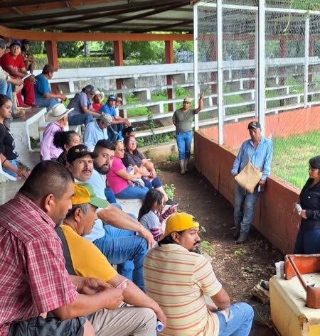 Plática y entrega de vacunas antirrábicas bovinas en comunidades de Tamasopo